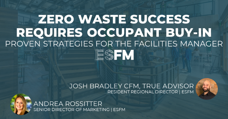 Andrea Rossitter and Josh Bradley's headshots incorporated into a title slide for the Zero Waste Success webinar