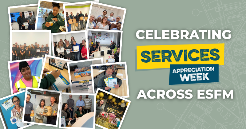 A collage of employee celebration photos from Services Appreciation Week.